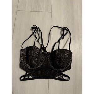 NWT Victoria's Secret Very Sexy Balconet Strappy‎ Long Line Bra Sz 32D Black